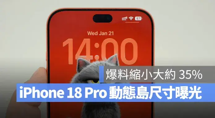 iPhone 18 Pro 動態島傳縮窄 35%！具體尺寸與技術限制曝光